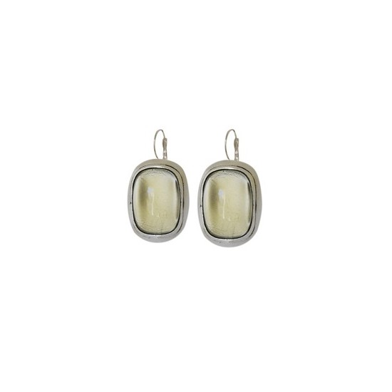 Dormeuses -Boucles d'oreilles pâte de verre rectangle