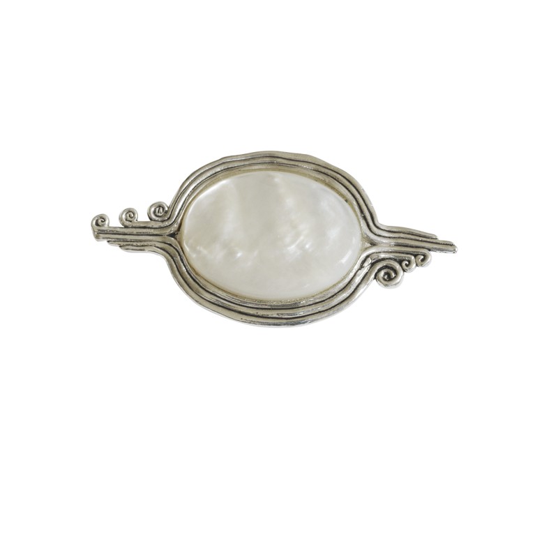 Broche Vintage 'Yatagan' En Argent Avec Pierre (Zircon) - Occasion