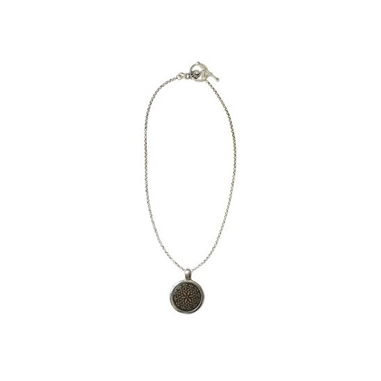 Necklaces -Collier médaillon rond corne rosace