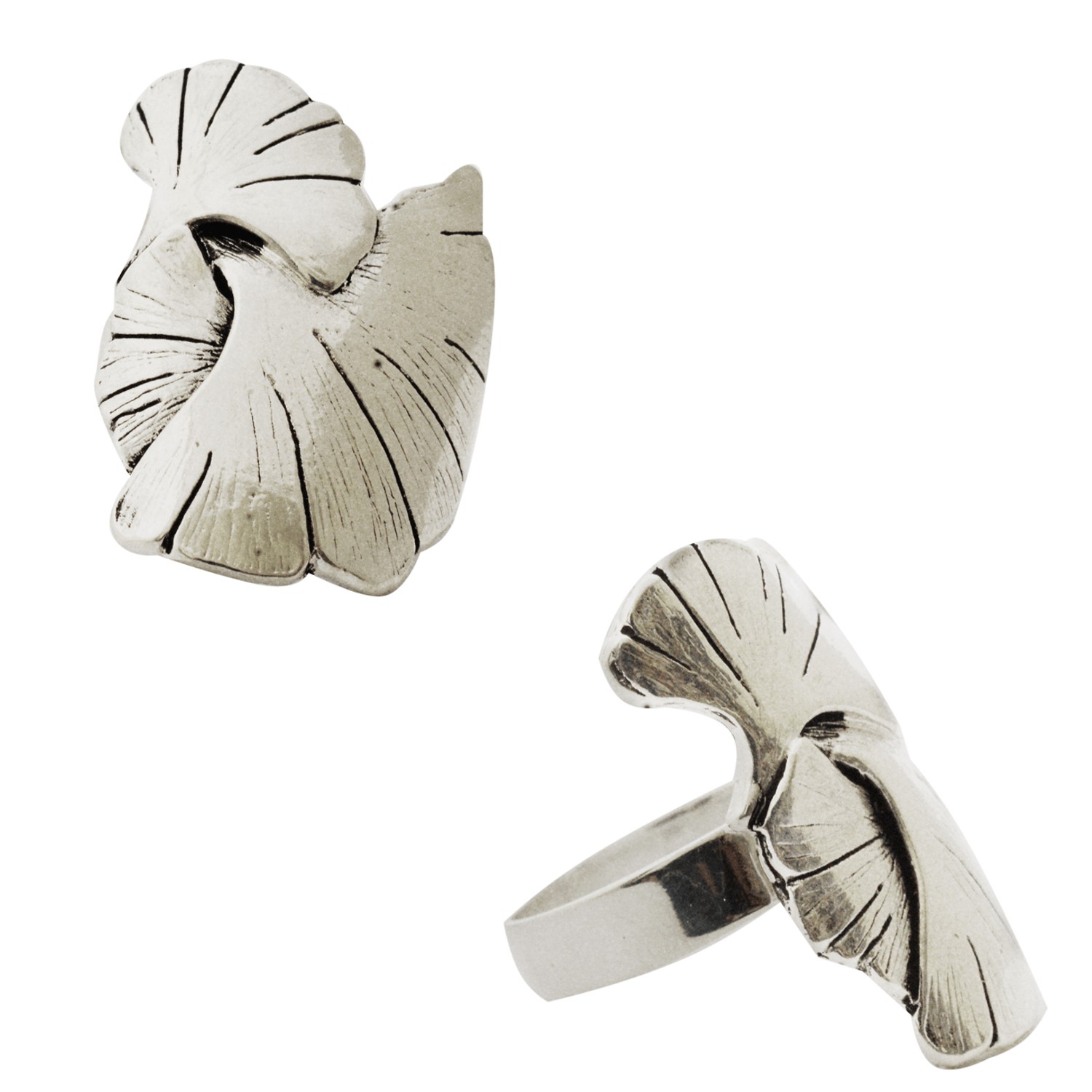 Bague Feuilles de Ginkgo Fabrication francaise