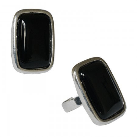 Bague Rectangulaire Agate Noire