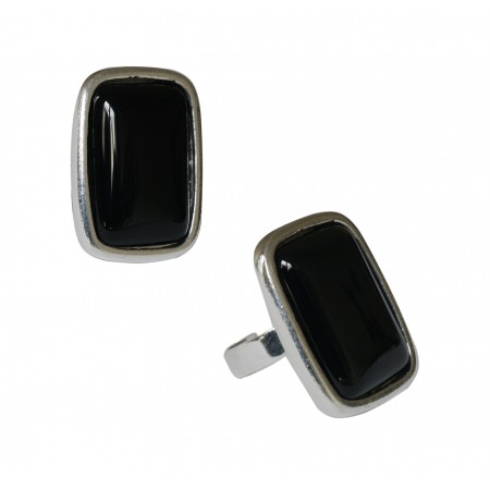 Bague Rectangulaire Agate Noire