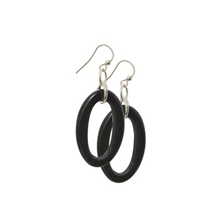 Boucles d'oreilles simples ovale corne