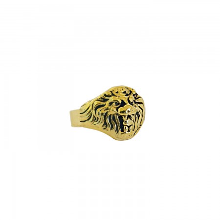 Bague Tête de Lion qui rugit Dorée